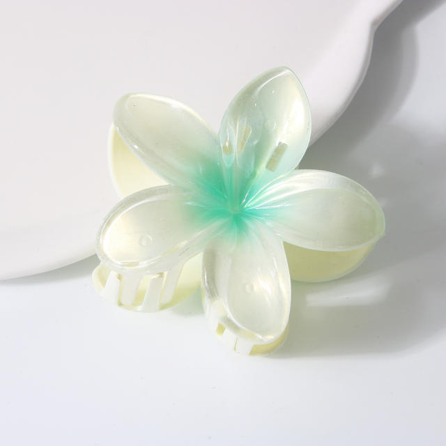 8CM Gorgeous colorful plumeria flower large size hair claw clips for women