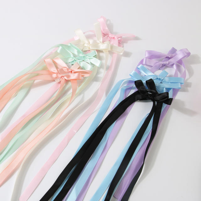 Hot sale ribbon bow long hair clips for women