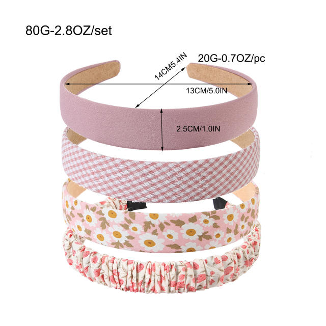 4pcs set floral pattern korean fashion headband set