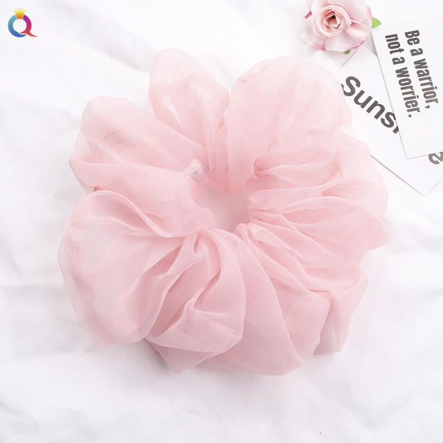 Spring summer oversized organza plain color scrunchies