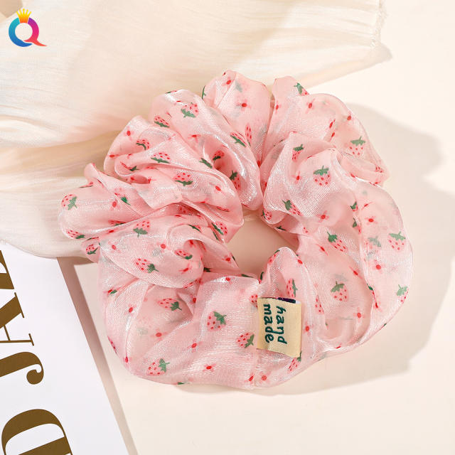 Spring summer oversized floral pattern chiffon scrunchies