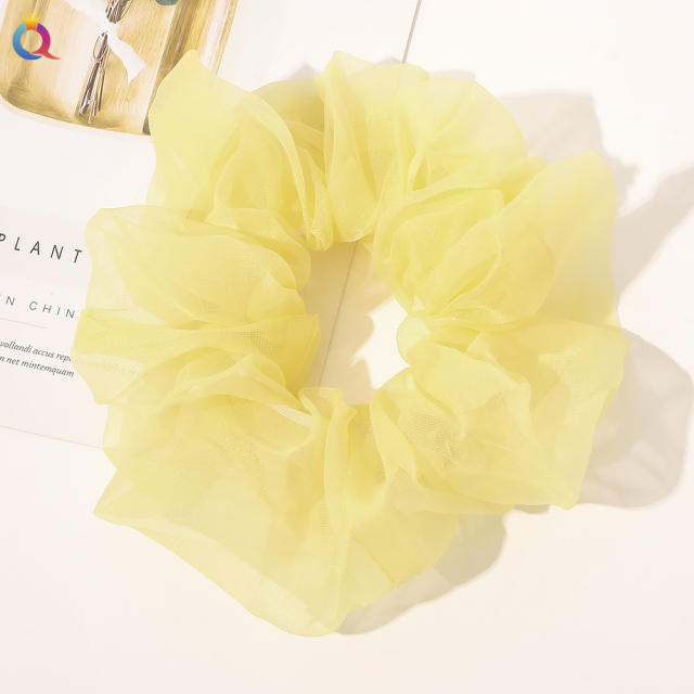 Spring summer oversized organza plain color scrunchies
