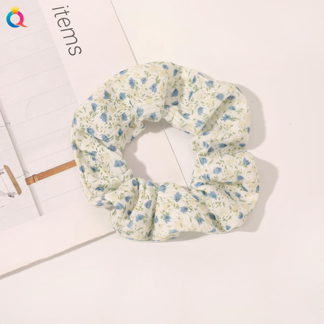 Spring summer Fresh color floral pattern scrunchies