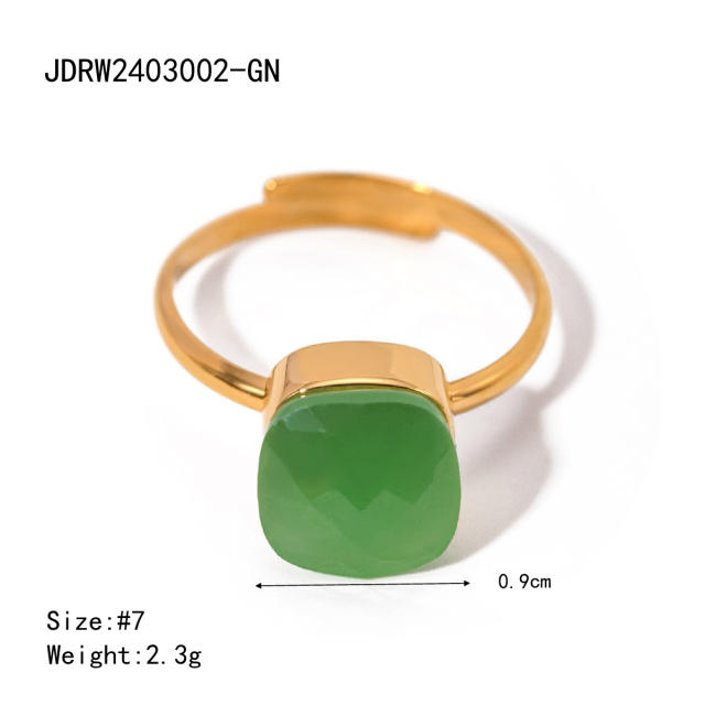 18KG spring summer candy color resin statement stainless steel finger rings