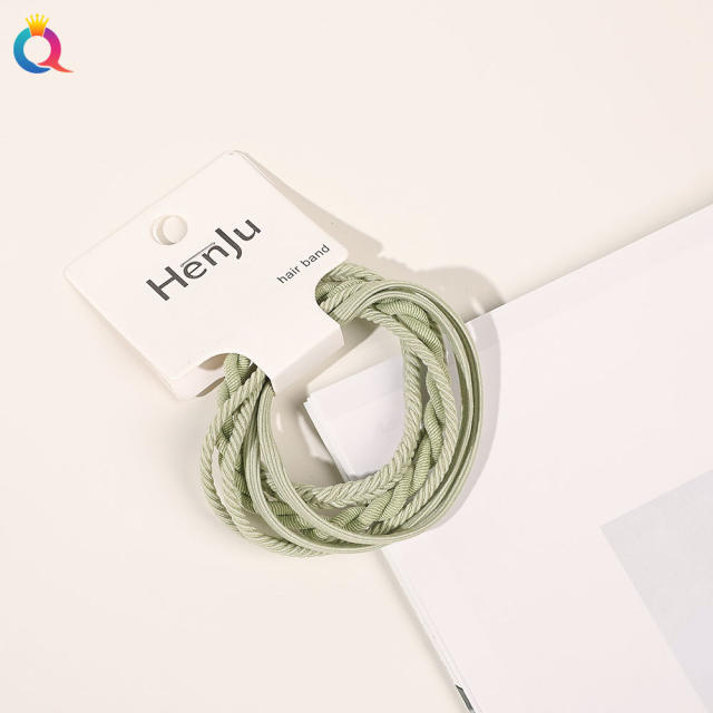 4pcs plain color high elastic hair ties set for women basic hair ties