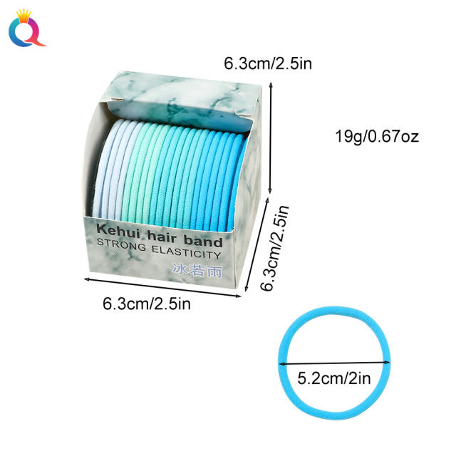 10pcs plain color high elastic hair ties set with box