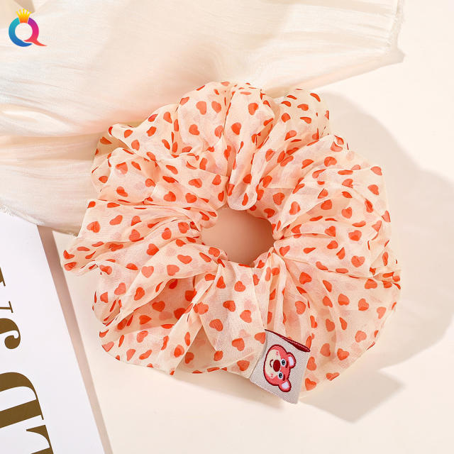 Spring summer oversized floral pattern chiffon scrunchies