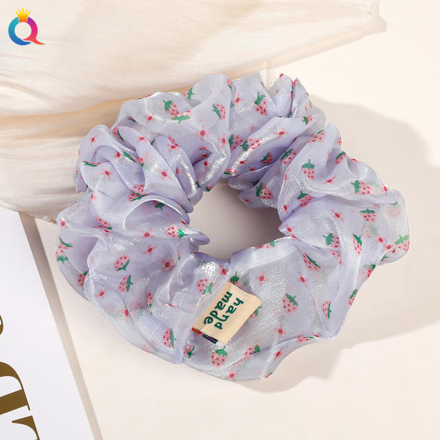 Spring summer oversized floral pattern chiffon scrunchies