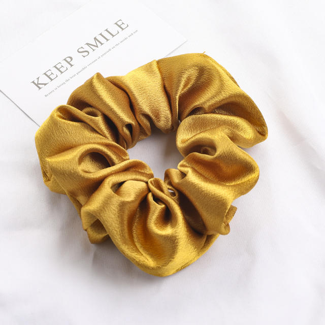 Summer plain color easy match satin scrunchies