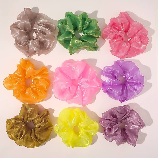 Spring summer oversized organza plain color scrunchies