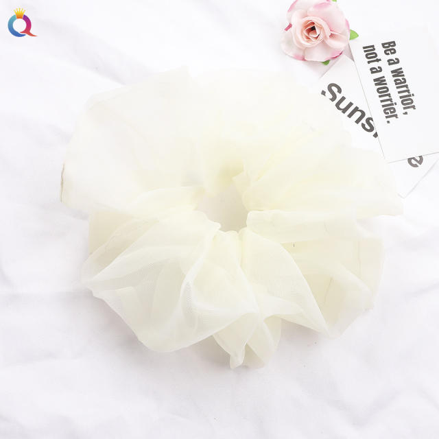 Spring summer oversized organza plain color scrunchies