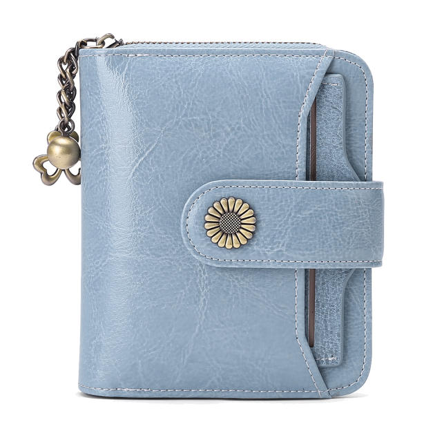 Korean fashion Genuine Leather daisy flower accessory women wallet purse