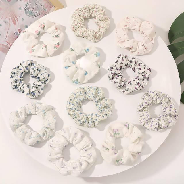 Spring summer Fresh color floral pattern scrunchies