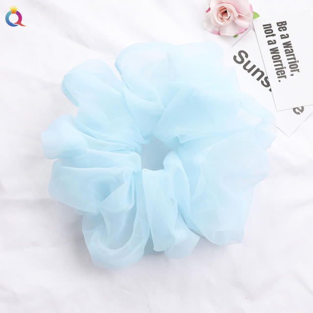 Spring summer oversized organza plain color scrunchies