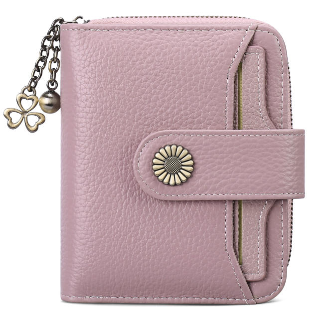 Korean fashion Genuine Leather daisy flower accessory women wallet purse