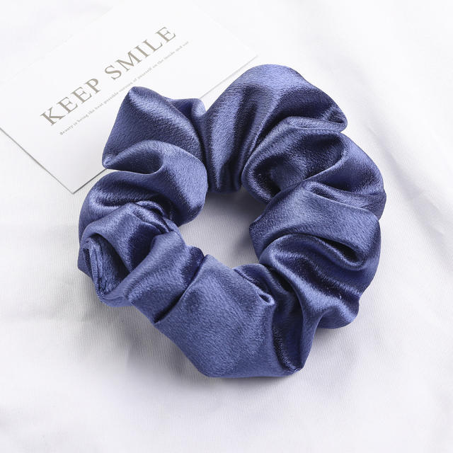 Summer plain color easy match satin scrunchies