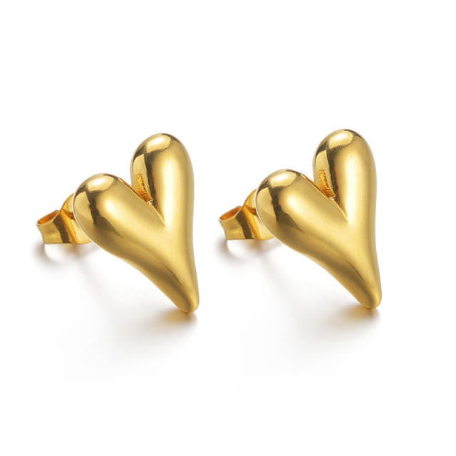 Easy match heart stainless steel studs earrings