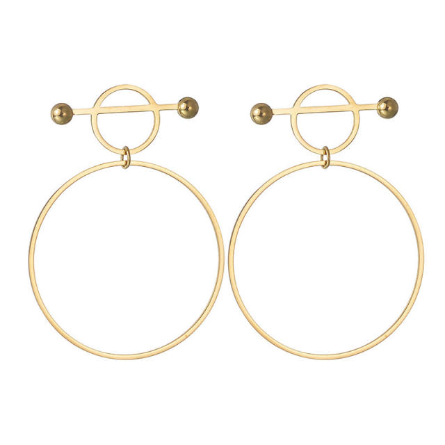 Simple geometric circle stainless steel earrings