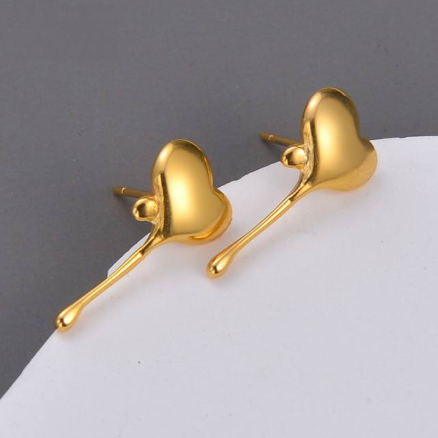 Popular lava heart stainless steel studs earrings