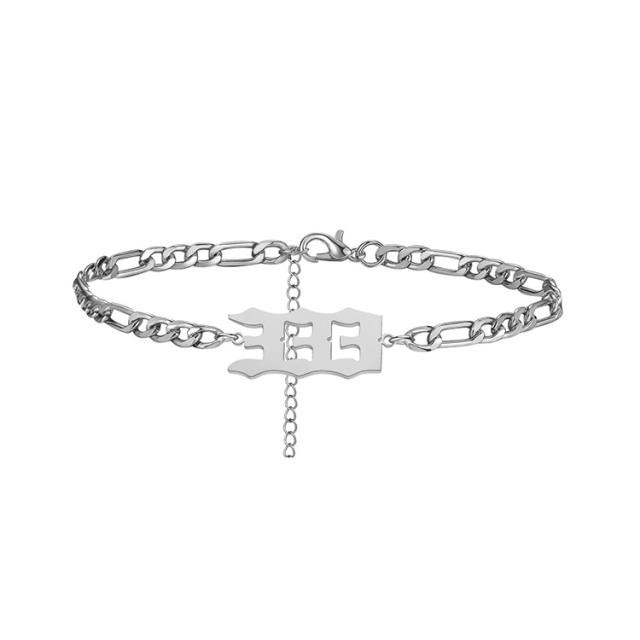 Popular angel number stainless steel anklet