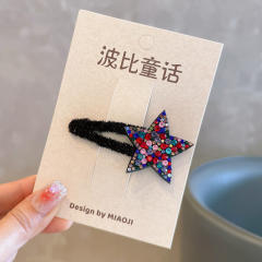 Delicate colorful diamond star heart snap hair clips for kids