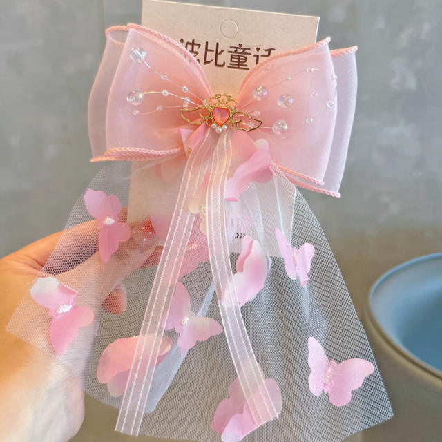 Korean fashion plain color bow hair clips for kids