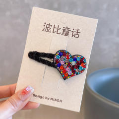 Delicate colorful diamond star heart snap hair clips for kids