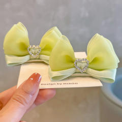 Spring plain color bow hair clips for kids