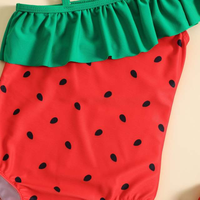 Cute summer watermelon pattern one piece swimsuit for kids