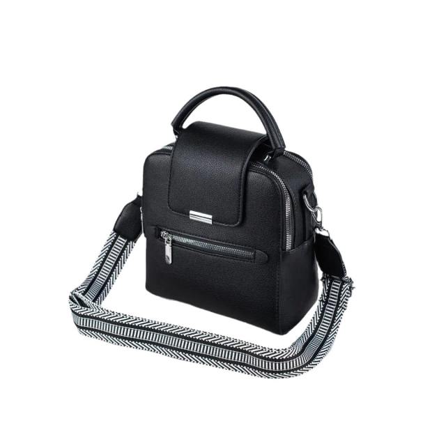 Classic black color two strap  crossbody bag