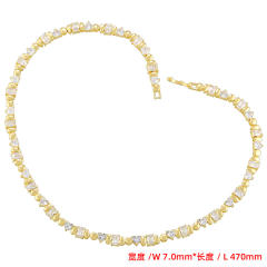 Delicate cubic zircon heart unique geometric gold plated copper necklace bracelet set