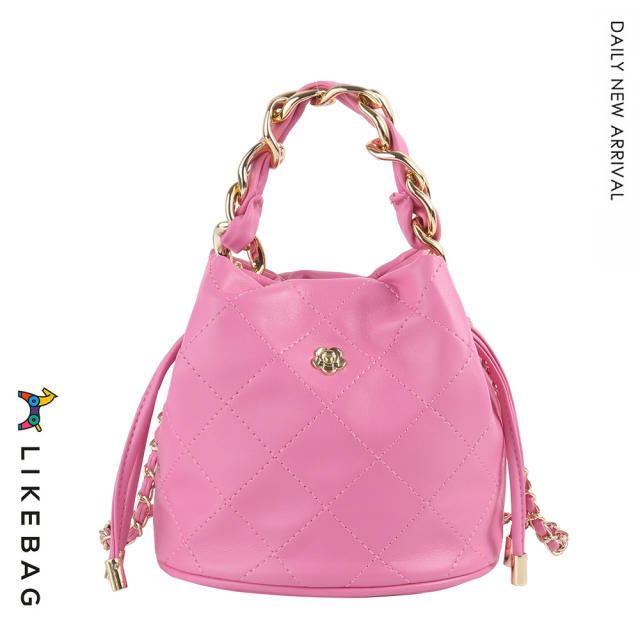 Summer design colorful quilted pattern camellia flower buckle busket bag