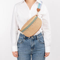 National trend bead tassel straw chest bag crossbody bag