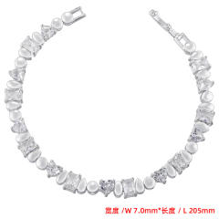 Delicate cubic zircon heart unique geometric gold plated copper necklace bracelet set
