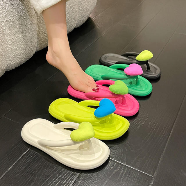 Cute candy color heart super soft eva flip flops slippers