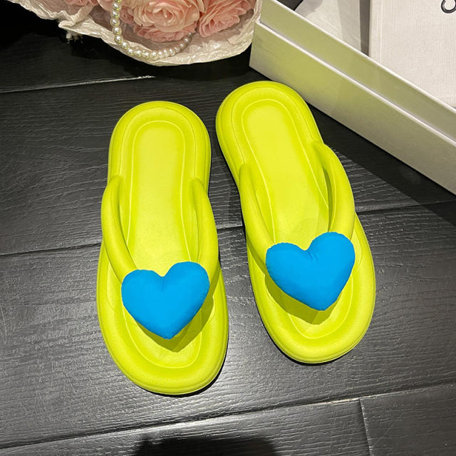 Cute candy color heart super soft eva flip flops slippers