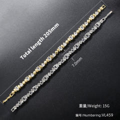 Delicate cubic zircon heart unique geometric gold plated copper necklace bracelet set