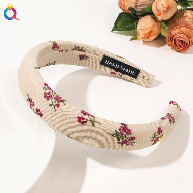 Spring floral pattern sweet padded headband collection