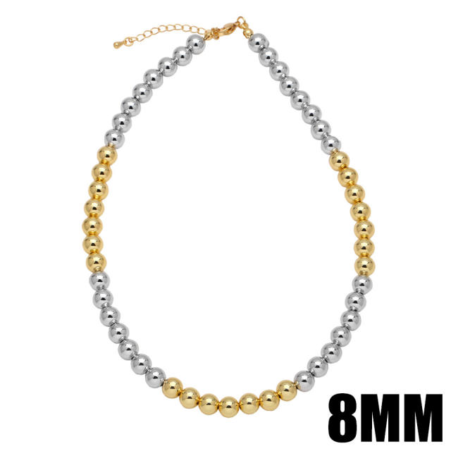 Hiphop mix color gold plated copper ball beaded choker necklace