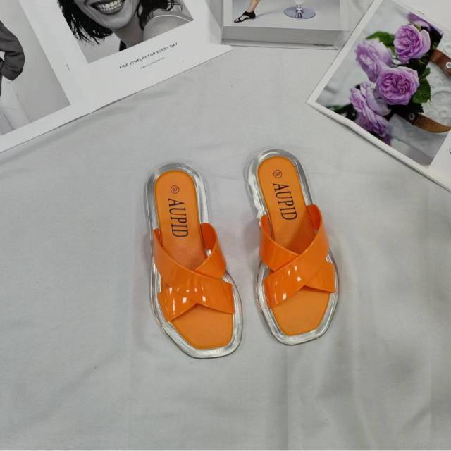 Candy color flat beach slippers for summer