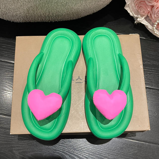 Cute candy color heart super soft eva flip flops slippers