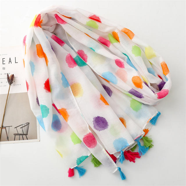 Funny colorful polka dots fashion scarf for spring summer
