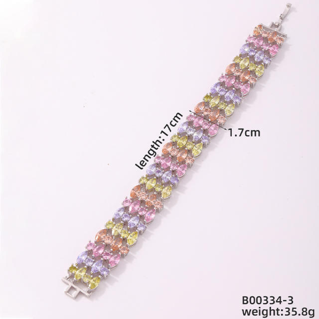 Luxury full of colorful cubic zircon wide size tennis bracelet