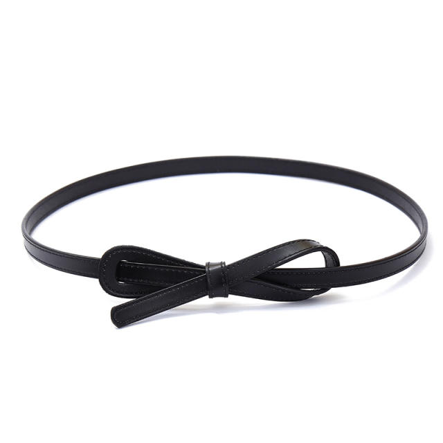 Vintage knotted bow women pu leather belt