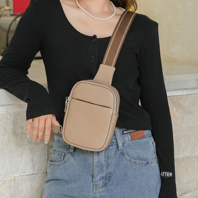 Easy match PU leather women men sling bag chest bag