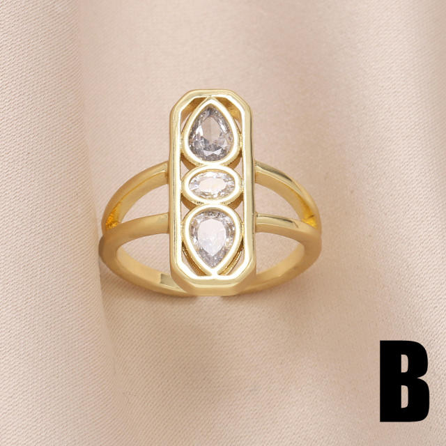 Delicate cubic zircon diamond gold plated copper finger rings