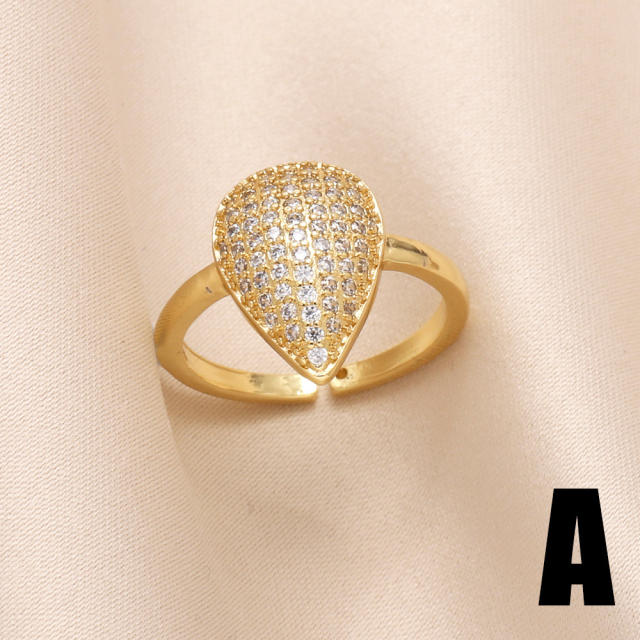 Hot sale chunky waterdrop gold plated copper finger rings