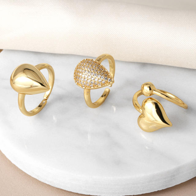 Hot sale chunky waterdrop gold plated copper finger rings