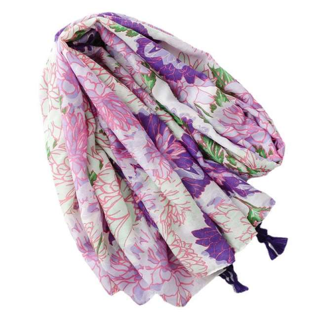 Spring summer purple color flower fashion scarf