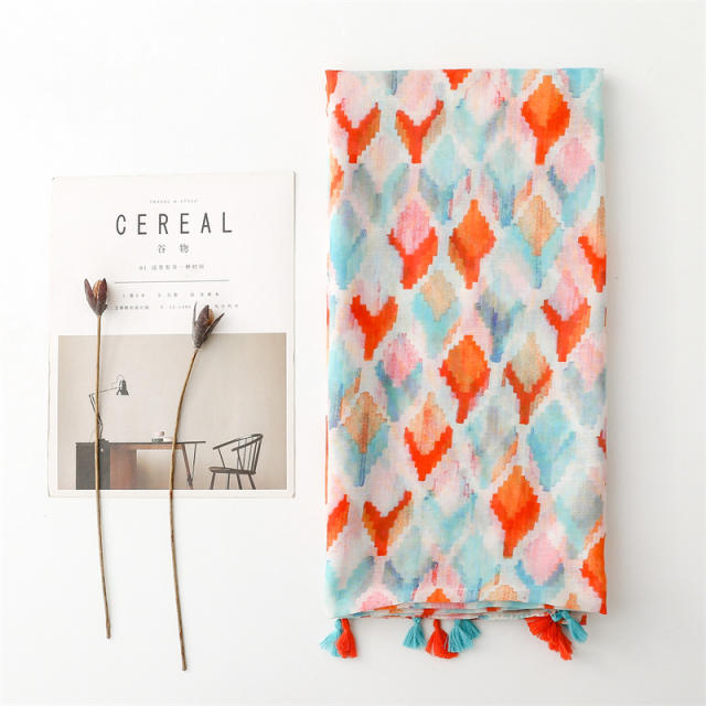 Spring summer geometric pattern fashion scarf